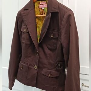 Bandolino Stretch Cotton Blazer Jacket Brown Sz Small